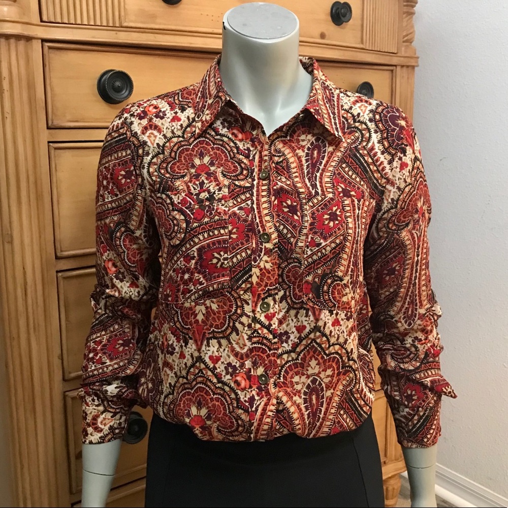 Jones New York Button Down Paisley Shirt Small